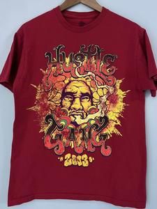 Hustle Gang 2003 Graphic T-shirt Red Indian Chief Rasta Smoke Clouds Sun size M